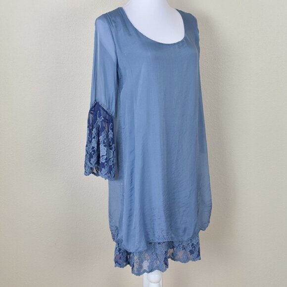 Pura Seta Bell Sleeve Layered Dress S - Picture 5 of 9